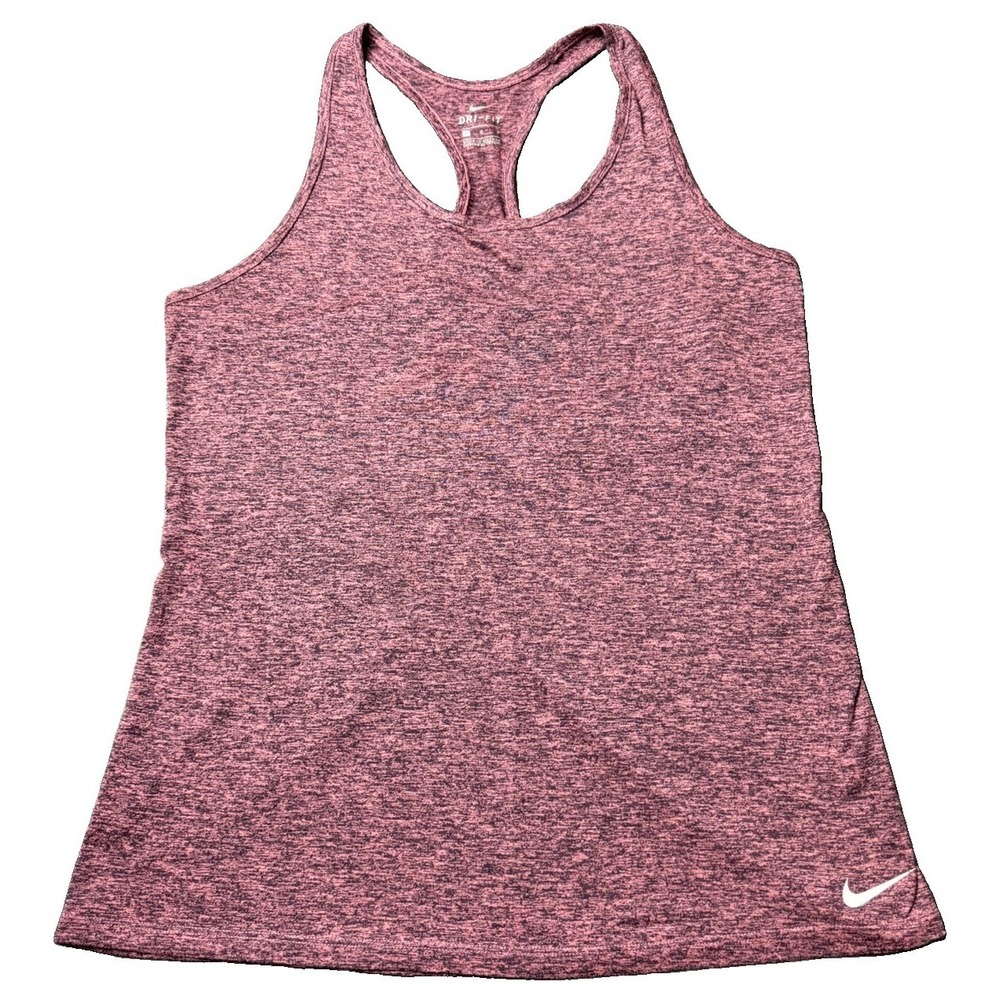 Nike DRI-FIT Racerback Tank Top Women Large Pink Heather Space Dye Athletic Gym